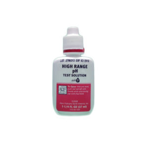 Picture of a small 3ml bottle of High Range pH test solution