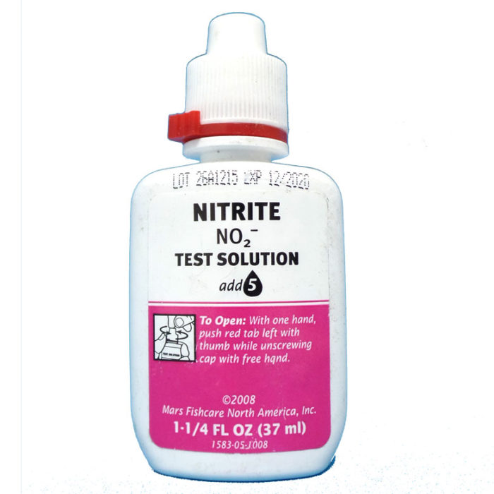 Photo of small bottle containing nitrite test reagent