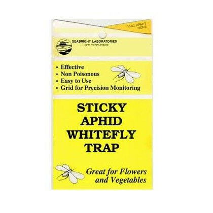 Photo of label for sticky aphid whitefly trap, contains 5 sheets