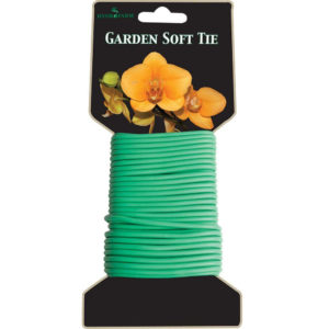 Photo of packaged garden soft ties, green string wrapped around package