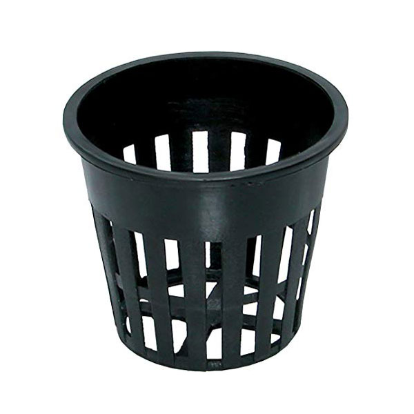 Photo of black plastic, slotted cup with rim, 2" diameter