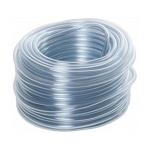 Photo of a 100' roll of clear silicone tubing